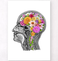 Codex Anatomicus Brain Anatomy^Anatomical brain with flowers II - White
