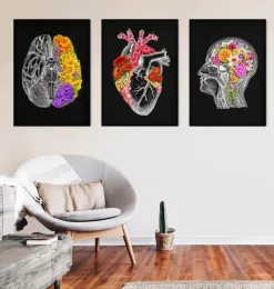 Codex Anatomicus Brain Anatomy^Anatomical brain with flowers II - Black