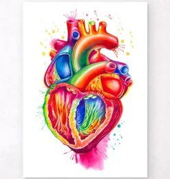 Codex Anatomicus Heart Anatomy^Anatomical heart art III - Watercolor splash