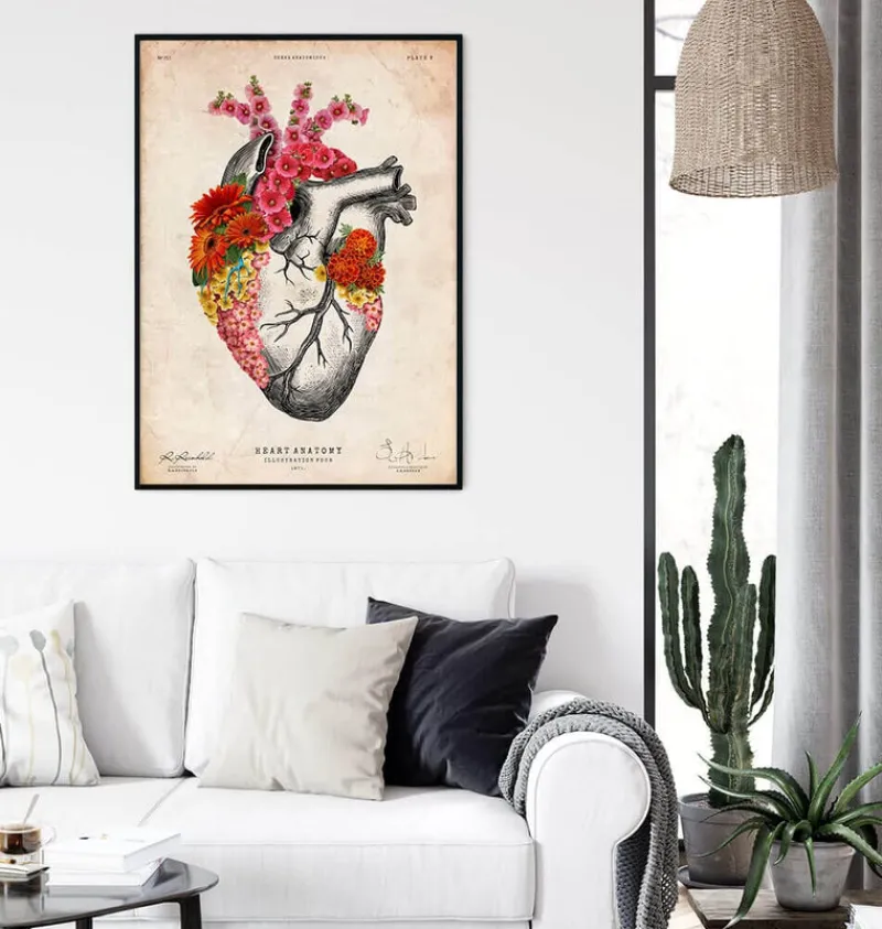 Codex Anatomicus Heart Anatomy^Anatomical heart II - Floral - Vintage