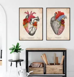 Codex Anatomicus Heart Anatomy^Anatomical heart II - Floral - Vintage