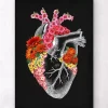 Codex Anatomicus Heart Anatomy^Anatomical heart with flowers II - Black