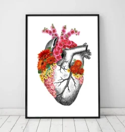 Codex Anatomicus Heart Anatomy^Anatomical heart with flowers II - White