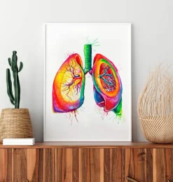 Codex Anatomicus Lungs Anatomy^Anatomical lungs art - Watercolor splash