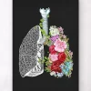 Codex Anatomicus Lungs Anatomy^Anatomical lungs with flowers - Black