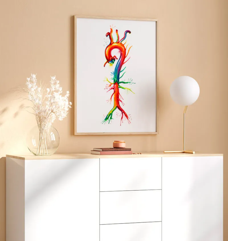 Codex Anatomicus Heart Anatomy^Aorta anatomy - Watercolor splash