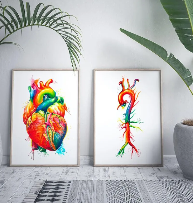 Codex Anatomicus Heart Anatomy^Aorta anatomy - Watercolor splash
