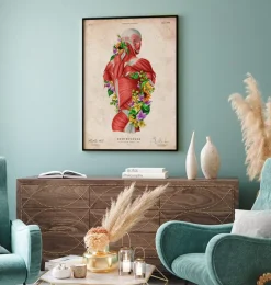 Codex Anatomicus Full Body Anatomy^Back muscles in motion - Floral - Vintage