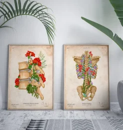 Codex Anatomicus Skull & Skeleton^Back skeleton - Floral - Vintage