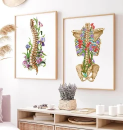 Codex Anatomicus Skull & Skeleton^Back skeleton - Floral - White