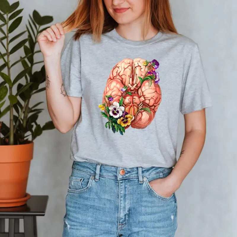 Codex Anatomicus T-shirts^Brain Unisex T-Shirt - Floral