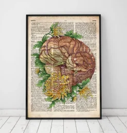Codex Anatomicus Brain Anatomy^Brain with flowers - Old dictionary page