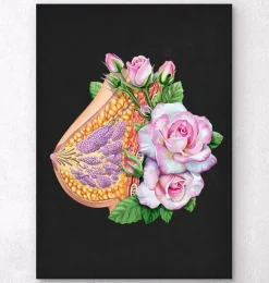 Codex Anatomicus Obstetrics & Gynecology^Breast anatomy - Floral - Black