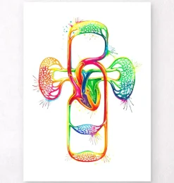 Codex Anatomicus Heart Anatomy^Cardiovascular system - Watercolor splash