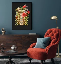 Codex Anatomicus Skull & Skeleton^Cervical nerves - Floral - Black