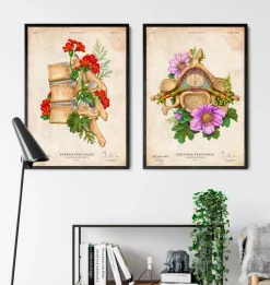 Codex Anatomicus Skull & Skeleton^Cervical vertebrae - Floral - Vintage