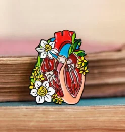 Codex Anatomicus Enamel Pins^Dissected heart with flowers - Enamel pin