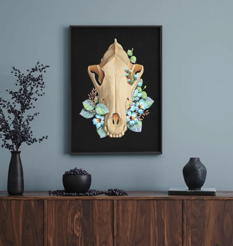 Codex Anatomicus Animal Anatomy^Dog skull - Floral - Black