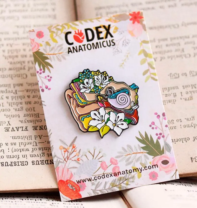 Codex Anatomicus Enamel Pins^Ear with flowers - Enamel pin