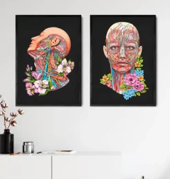 Codex Anatomicus Head & Face^Face anatomy - Floral - Black
