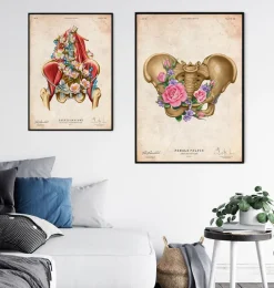 Codex Anatomicus Skull & Skeleton^Female pelvis anatomy - Floral - Vintage