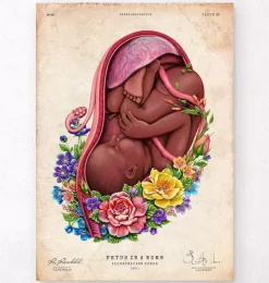 Codex Anatomicus Obstetrics & Gynecology^Fetus - Dark skin tone - Floral - Vintage