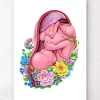 Codex Anatomicus Obstetrics & Gynecology^Fetus in a womb - Floral - White