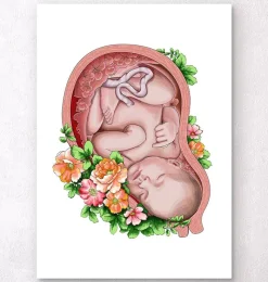 Codex Anatomicus Obstetrics & Gynecology^Fetus in a womb II - Floral - White