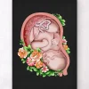 Codex Anatomicus Obstetrics & Gynecology^Fetus in a womb II - Floral - Black