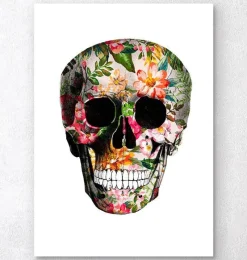 Codex Anatomicus Skull & Skeleton^Floral skull art print - White background