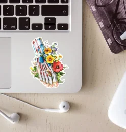 Codex Anatomicus Stickers^Foot anatomy sticker - Floral