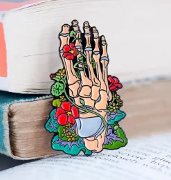 Codex Anatomicus Enamel Pins^Foot skeleton with flowers - Enamel pin