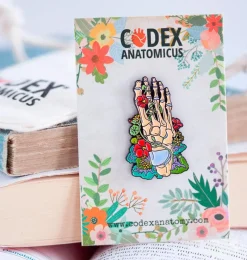 Codex Anatomicus Enamel Pins^Foot skeleton with flowers - Enamel pin
