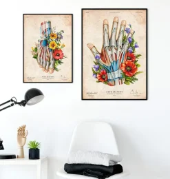 Codex Anatomicus Hands & Legs^Hand anatomy - Floral - Vintage