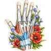 Codex Anatomicus Stickers^Hand anatomy sticker - Floral