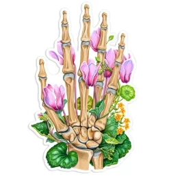 Codex Anatomicus Stickers^Hand bones anatomy sticker - Floral