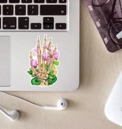 Codex Anatomicus Stickers^Hand bones anatomy sticker - Floral