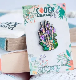 Codex Anatomicus Enamel Pins^Hand skeleton with flowers - Enamel pin