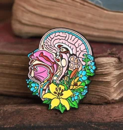 Codex Anatomicus Enamel Pins^Head Section & Brain with flowers - Enamel pin