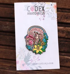 Codex Anatomicus Enamel Pins^Head Section & Brain with flowers - Enamel pin