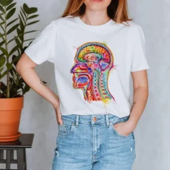 Codex Anatomicus T-shirts^Head section Unisex T-Shirt - Watercolor