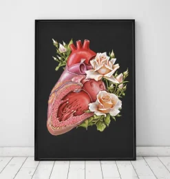 Codex Anatomicus Heart Anatomy^Heart anatomy - Floral - Black