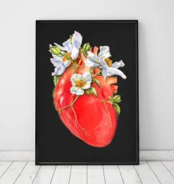 Codex Anatomicus Heart Anatomy^Heart anatomy II - Floral - Black
