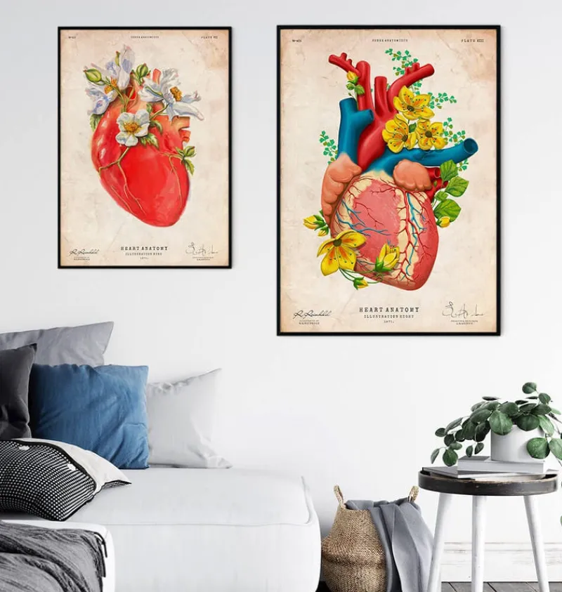 Codex Anatomicus Heart Anatomy^Heart anatomy II - Floral - Vintage