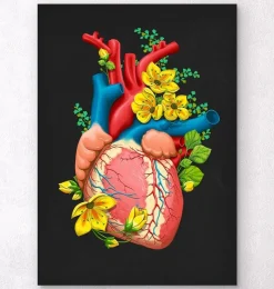 Codex Anatomicus Heart Anatomy^Heart anatomy III - Floral - Black