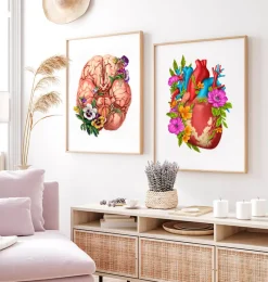Codex Anatomicus Heart Anatomy^Heart anatomy IV - Floral - White