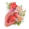 Codex Anatomicus Stickers^Heart anatomy sticker - Floral