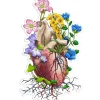 Codex Anatomicus Stickers^Heart anatomy sticker III - Floral