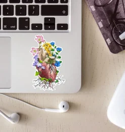 Codex Anatomicus Stickers^Heart anatomy sticker III - Floral