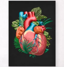 Codex Anatomicus Heart Anatomy^Heart anatomy V - Floral - Black